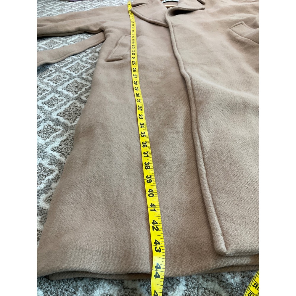 Zara Camel Wool Blend Wrap Long Trench Coat Belted Oversized Neutral Luxury XS - Picture 8 of 8
